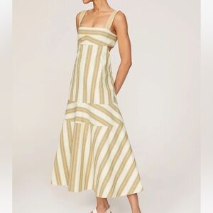 Alexis Striped Maxi Dress in Cream and Brown